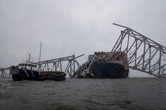 The Key Bridge Response 2024 Unified Command continues to coordinate response operations despite the challenging weather conditions in Baltimore, Maryland, April 3, 2024